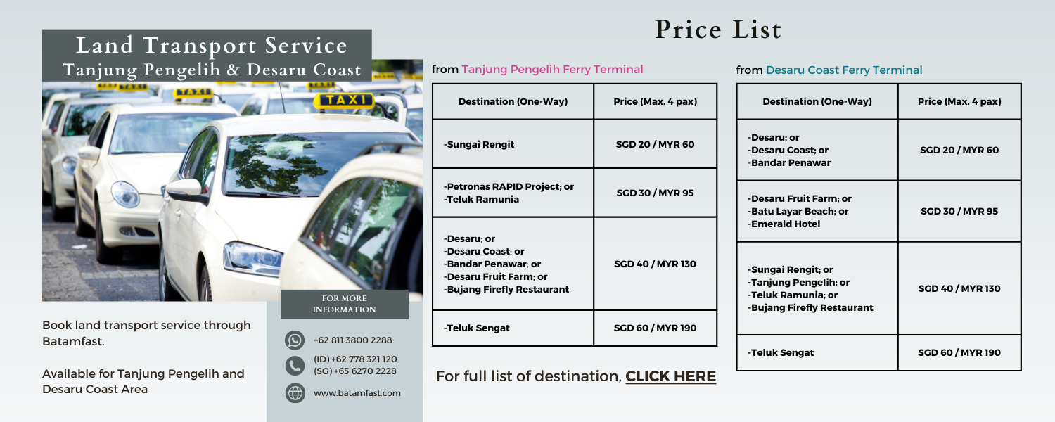 Land Transport Service: Tanjung Pengelih & Desaru Coast